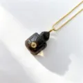 Pendentif tortue sculpté en pierre naturelle cristal agate collier semi-précieux accessoire - Tortue Oeil de Tigre (E07)