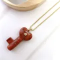 Goldkette Naturstein rotes Herz Schlüssel Halskette eleganter Anhänger Damenschmuck - Nur Anhänger / Rot (C04)