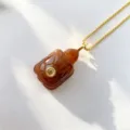 Pendentif tortue en pierre d'agate naturelle avec chaîne dorée collier de mode - Tortue Grise (E12)