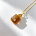 Pendentif tortue en agate cristal naturelle collier avec chaîne en or accessoires de mode - Tortue Ambre (E14)