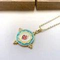 Retro bunter Öltropfen runder Herz Anhänger Halskette exquisite kupferbeschichtete Schmuck - Nur Anhänger (Ohne Kette) / Himmelblau