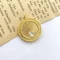 Vintage gold sunburst pendant necklace accessory with shimmering zircon stone detail for women - Style C