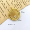 Vintage gold coin pendant with sunburst rays and sparkling zircon stone for DIY jewelry making. - Style F