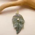 Pendentif feuille en cristal naturel bijoux plaques or artisanaux collier elegant gemme - Pailleté