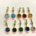 Colgante cuadrado de circonita de color opción variante, joyería geométrica de moda. - Cuadrado / Turquesa