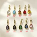 Elegantes colgantes de circonita en forma de lágrima colorida con monturas doradas, juego de 10. - Forma de gota de agua / Turquesa