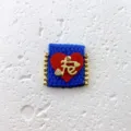 Handmade woven square bracelet pendant with Fe letter, red heart and gold beads variant. - Pendant Only (Without Chain) / Dark Blue