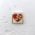 Handmade woven fabric pendant charm with red heart and gold FE letter for DIY jewelry making. - Pendant Only (Without Chain) / White