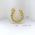 Gold horseshoe pendant with sparkling cubic zirconia, DIY jewelry accessory 25x30mm. - Horseshoe Shape (Style A) / Pendant Only (No Chain)