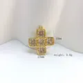 Gold tone cross pendant with square cubic zirconia stones, DIY jewelry accessory 24mm - Cross (Style C) / Pendant Only (No Chain)