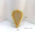 Gold plated cubic zirconia heart pendant spiky sunburst charm DIY jewelry accessory 37x26mm - Radiant Heart (Style D) / Pendant Only (No Chain)
