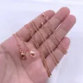 Rose gold beaded chain DIY necklace jewelry accessory detail view showing length and clasps. - Rose Gold