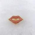 Exquisite red lip shape rhinestone brooch pin gold plated fashion jewelry accessory for women - Full Red Rhinestone Pave Red Lips Style (36 Style)