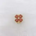 Gold Four Leaf Clover Charm Pendant with Red Gemstones Crystal DIY Jewelry Accessories - Full Ruby Rhinestone Pave Four-Leaf Clover Style (38 Style)
