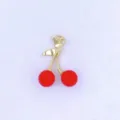 Detail shot of a cute red cherry pendant with gold stem, perfect for DIY jewelry making. - Style A