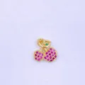 Gold cherry pendant detail, sparkling pink and green stones, exquisite DIY jewelry accessory. - Pink Rhinestone Cherry (Style A)