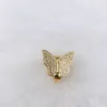 Detail shot of a golden butterfly charm with sparkling rhinestones, perfect for DIY jewelry crafting. - Gold Butterfly Style Fully Set with White Rhinestones (40 Models)