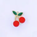 Red cherry pendant charm for DIY jewelry making, cute enamel fruit design for handmade earrings. - Style C