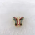 Exquisite multi-color crystal butterfly charm detail view, perfect for DIY jewelry making. - Gold Butterfly Style Fully Set with Multicolored Rhinestones (42 Models)