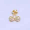 Gold cherry pendant detail closeup featuring sparkling micro zirconia stones for DIY necklace. - Classic Golden Cherry (Style C)