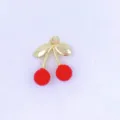Detailed close-up view of the gold-plated red cherry charm pendant for DIY crafting accessories. - Style E