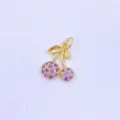 Close-up detail of the gold-plated purple rhinestone cherry pendant, ideal for DIY necklaces. - Purple Pave Cherry (Style D)