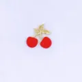 Detailed shot of cute 3D red enamel cherry charm pendant, metal DIY jewelry accessory. - Style A