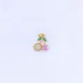Detailed shot of a gold cherry pendant featuring micro-set white and pink cubic zirconia. - Style C