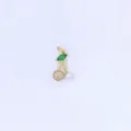 Close-up detail of a gold cherry charm featuring a micro-set zircon ball and green leaf. - Style D