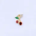Gold plated cherry pendant with colorful cubic zirconia stones, elegant jewelry accessory. - Style E