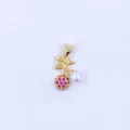 Gold cherry pendant with red cubic zirconia and pearl, delicate jewelry accessory for necklaces. - Style F