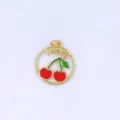 Cute sweet cherry metal pendant necklace accessory with red enamel and engraved letter design. - Style C