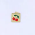 Exquisite cherry pendant detail shot, sweet style red and green enamel gold metal charm. - Style D