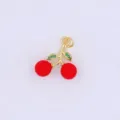 Gold Cherry Pendant Charm DIY Jewelry Making Red Enamel Green Crystal Cute Accessory - Style A
