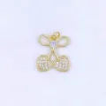 Gold-plated cherry pendant necklace with sparkling zirconia crystals, sweet girlish style jewelry detail. - Style E