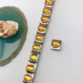 Stainless steel Italian modular charm bracelet with vibrant yellow crystal gemstone links for DIY jewelry. - Multicolor Gemstone Style (Style 11)