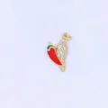 Chili pepper pendant close-up, sparkling zircon inlay, delicate gold metal jewelry detail. - Style H