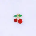 Grazioso ciondolo ciliegia 3D per collana, rame dorato con pietre colorate e brillanti. - Stile J