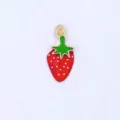 Cute strawberry charm pendant detail, golden trim enamel jewelry accessory for necklace making. - Style J