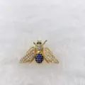 Exquisite crystal bee brooch pin, gold tone metal with sparkling white and blue rhinestones. - Gold Bee Rhinestone Style (Style 56)
