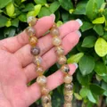 Pulsera de cuentas de cuarzo rutilado dorado natural joyería de moda DIY regalo hombre mujer - Estilo de Cuentas Sueltas de Cuarzo Rutilado (24051904) / 10mm Cuenta Redonda Paquete de Hilo Único