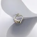 Pendentif Cœur Aile Cuivre DIY Mode Fait Main Collier Bijou Accessoire Composant - Style D / Pendentif Uniquement (Sans Chaîne) / Argent