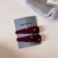 Koreaanse stijl bordeauxrode polka dot haarspeld prachtige minimalistische zijhaarspeld accessoire - Paar clips / Rode Stippen - Driehoek