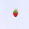 Exquisite red enamel strawberry pendant detail, cute gold-trimmed fruit charm for DIY jewelry making. - Style N