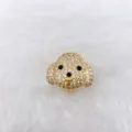 Close-up detail of sparkling gold puppy head rhinestone charm for cute DIY jewelry making. - Gold Dog Rhinestone Style (Style 64)
