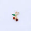 Gold plated cherry pendant necklace accessory featuring micro-set colorful cubic zirconia stones. - Style G