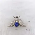 Silver crystal bee brooch with sparkling white and blue stones, elegant insect jewelry piece. - Silver Bee Rhinestone Style (Style 55)