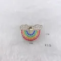 Exquisite DIY watch strap buckle accessory with colorful rhinestones, rainbow cloud design. - Multicolor Rhinestone Rainbow Cloud Style (Style 57)