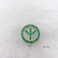 Exquisite peace sign copper pendant charm with green zircon stones, perfect for DIY jewelry making. - Silver Peace Sign Style with Green Rhinestones (Style 61)