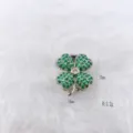 Green four-leaf clover jewelry accessory pendant, exquisite silver-toned copper DIY charm item. - Silver Full Pave Green Rhinestone Clover Style (Style 65) / 15x17mm